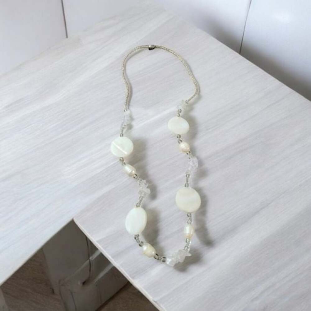 White beaded Shell Necklace
